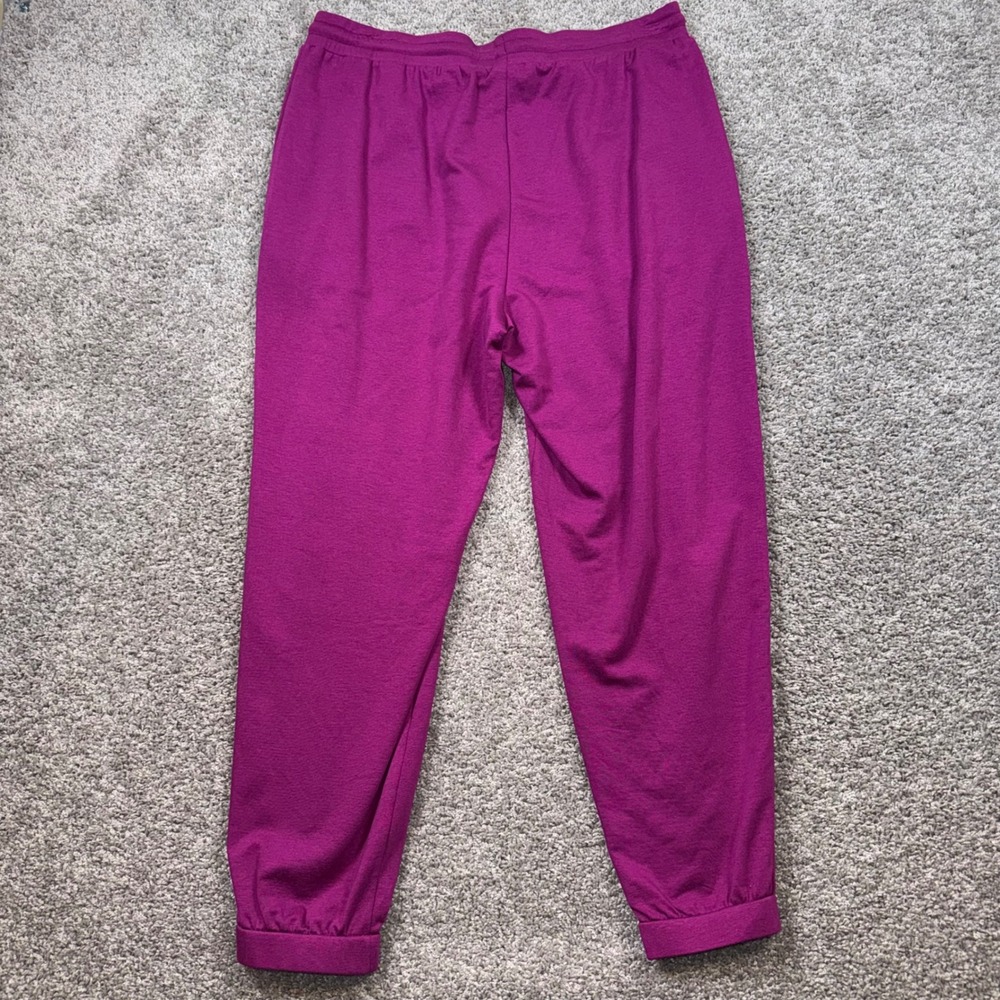 Eileen Fisher Cozy Brushed Terry Hug Ankle Track Pant Berry Magenta Large NEW - Picture 8 of 9